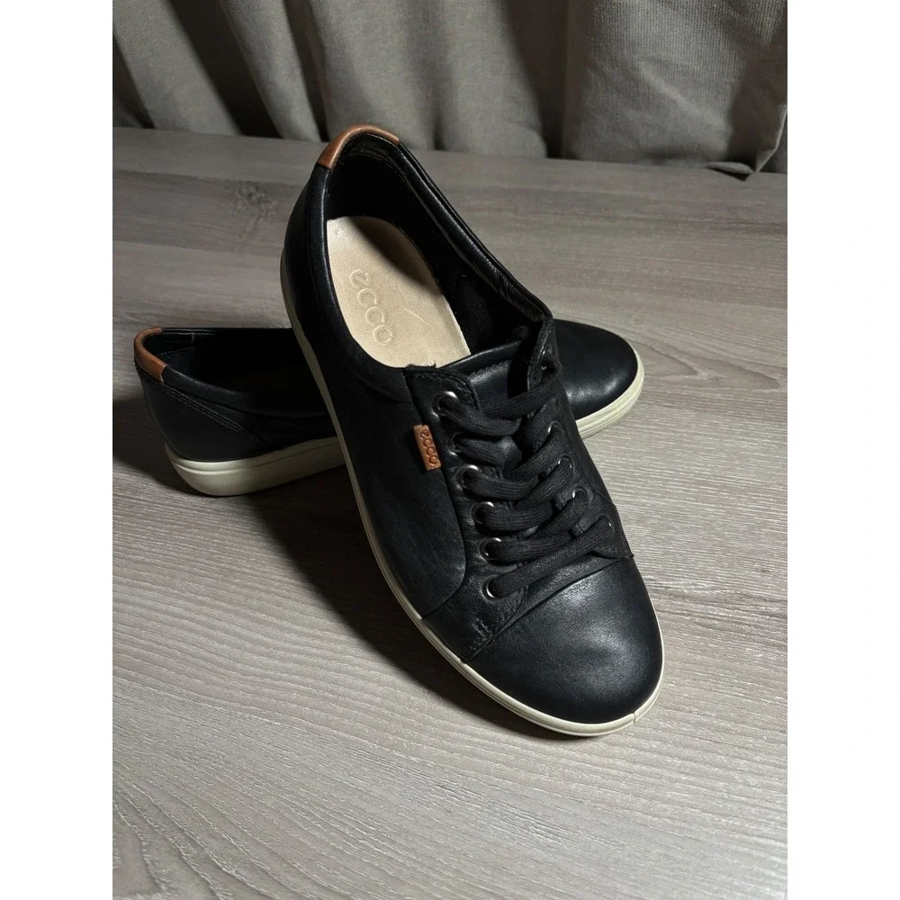 ECCO Soft Womens 8 Extra Wide‎ Leather Low Top Sneakers Casual Walking Comfort